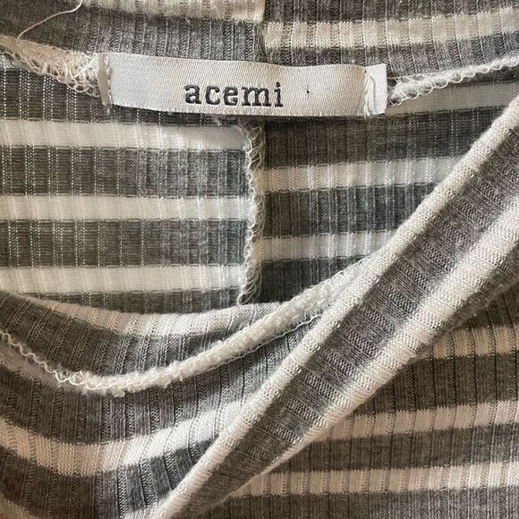 Acemi Gray & White Striped High Neck Tank - Picture 2 of 3